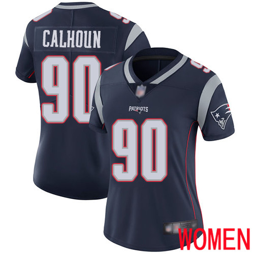 New England Patriots Football #90 Vapor Limited Navy Blue Women Shilique Calhoun Home NFL Jersey